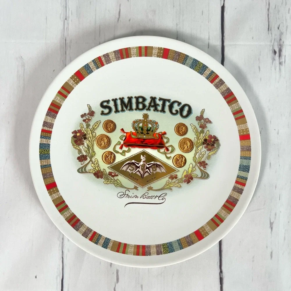 Pottery Barn Fireside Club Salad Plates - Simbatco & Green Lane Cigar Box Art